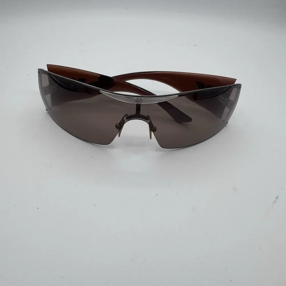 Vintage Emporio Armani EA 9423/S Shield Sunglasses Brown Y2K Made in Italy